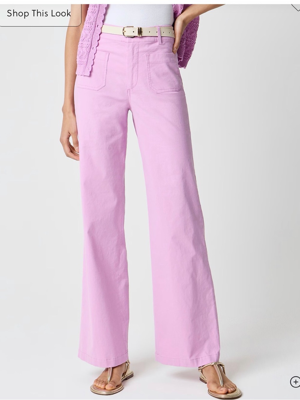 J. Crew Factory Wide-Leg High-Rise Pants in Light Lavender